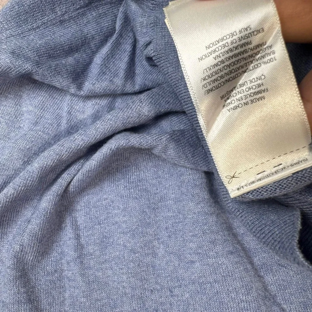 Polo Ralph Lauren Mens Pima Cotton V-Neck Sweater Light Blue Small Pony Logo SP